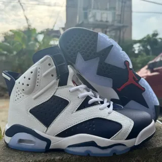 Air Jordan 6 Branco Navy Vermelho Tênis de Basquete