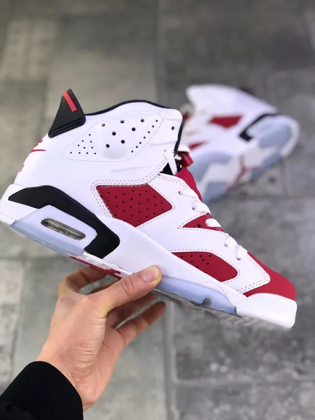 Tênis de basquete Air Jordan 6 branco vermelho universitário preto 5