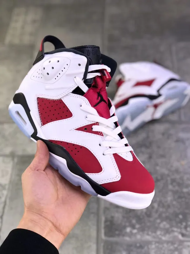Tênis de basquete Air Jordan 6 branco vermelho universitário preto 7