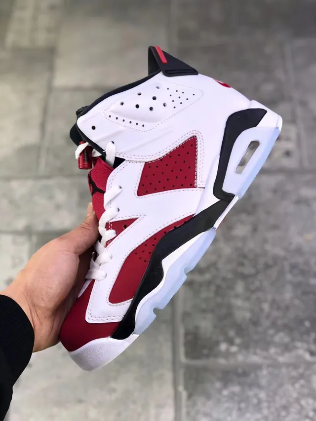 Tênis de basquete Air Jordan 6 branco vermelho universitário preto 9