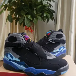 Air Jordan 8 काले धूसर नीले बास्केटबॉल जूते
