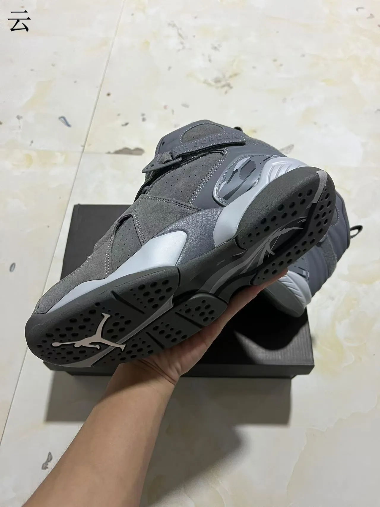 Air Jordan 8 ग्रे साबर हाई-टॉप बास्केटबॉल जूते 6