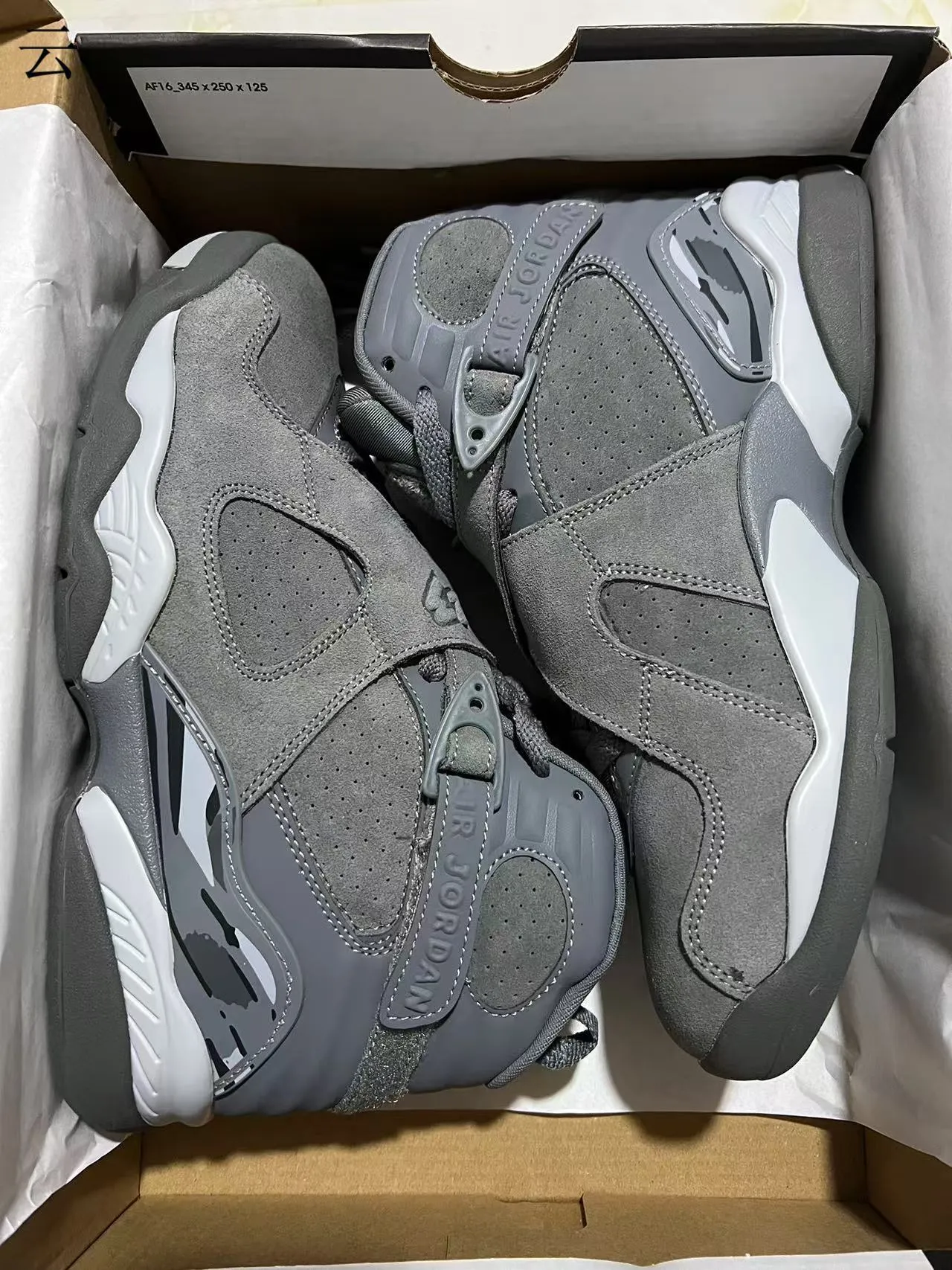 Air Jordan 8 ग्रे साबर हाई-टॉप बास्केटबॉल जूते 9