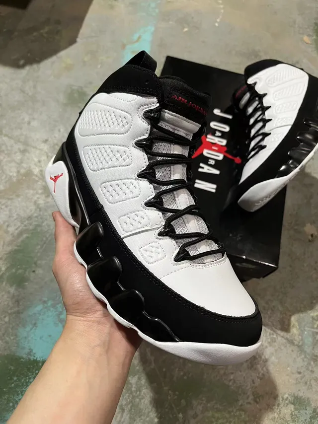 Air Jordan 9 tênis de basquete preto branco vermelho 2