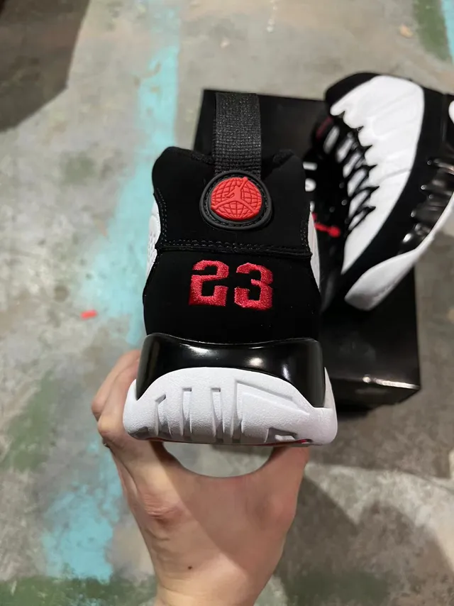 Air Jordan 9 tênis de basquete preto branco vermelho 5