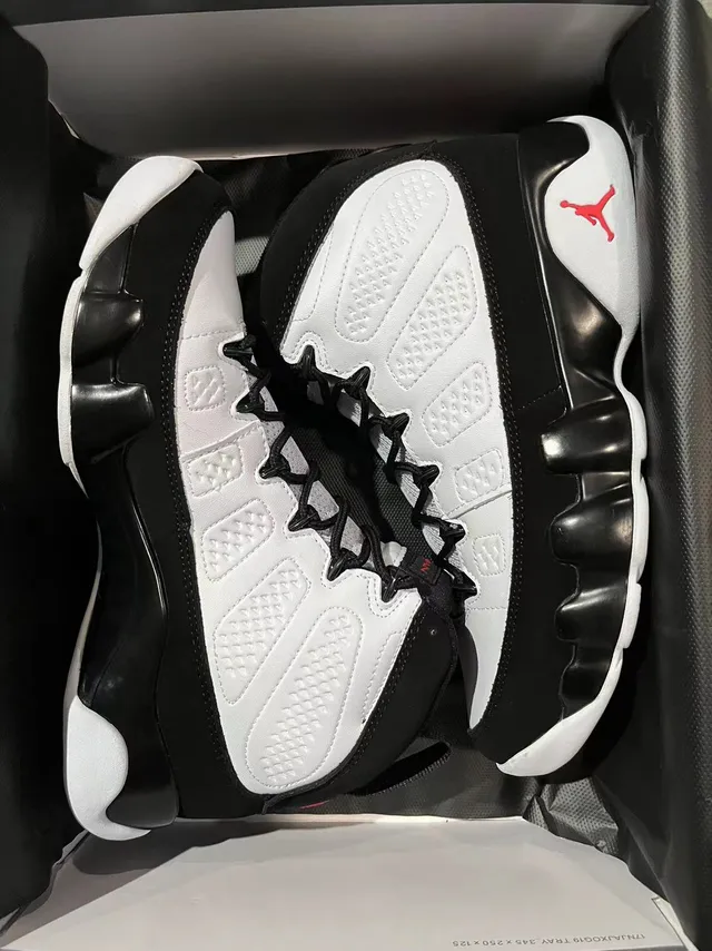Air Jordan 9 tênis de basquete preto branco vermelho 7