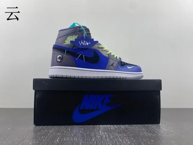 Air Jordan Blue Gray High-Top Patchwork Upper Basketball Shoes 6