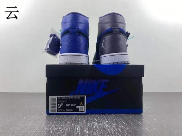 Air Jordan Blue Gray High-Top Patchwork Upper Basketball Shoes 7