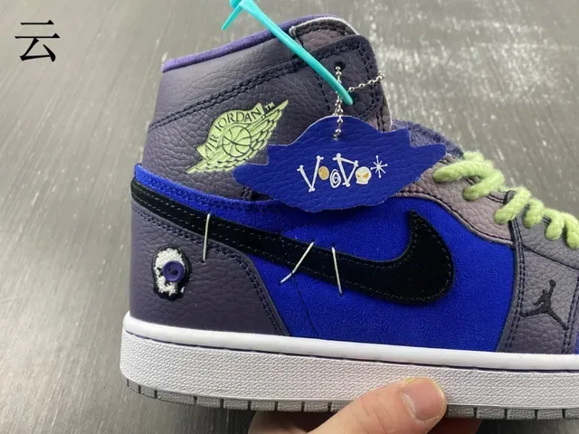 Air Jordan Blue Gray High-Top Patchwork Upper Basketball Shoes 8