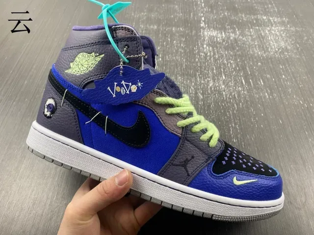 Air Jordan Blue Gray High-Top Patchwork Upper Basketball Shoes 11