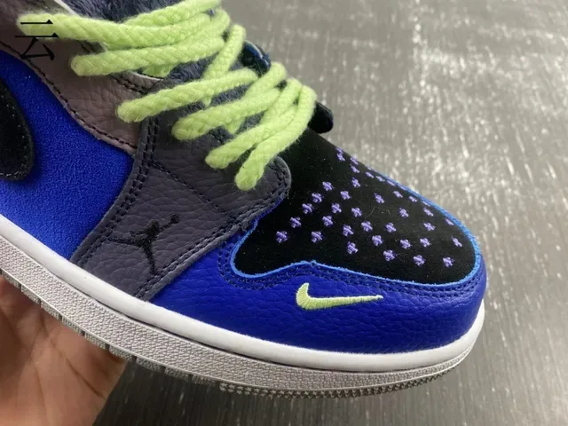 Air Jordan Blue Gray High-Top Patchwork Upper Basketball Shoes 14