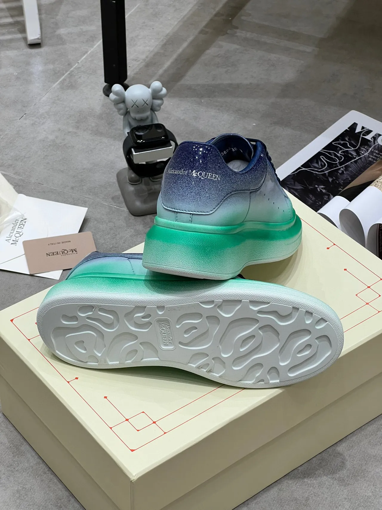 Alexander McQueen Blue Green Gradient Ombre Upper Oversized Platform Sole Lifestyle Sneakers 2