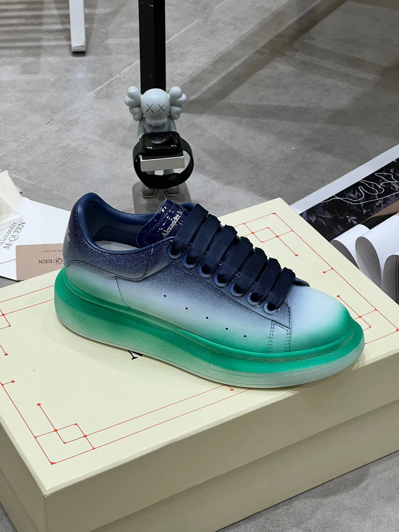 Alexander McQueen Blue Green Gradient Ombre Upper Oversized Platform Sole Lifestyle Sneakers 3
