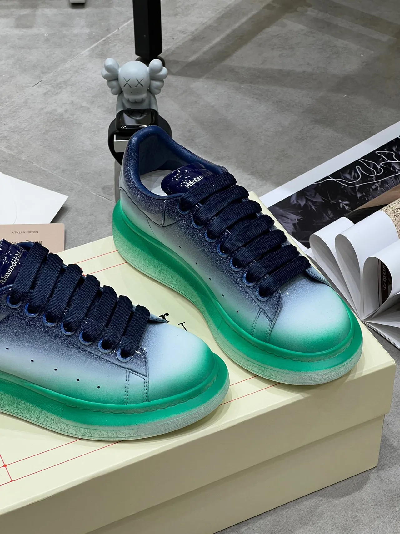 Alexander McQueen Blue Green Gradient Ombre Upper Oversized Platform Sole Lifestyle Sneakers 6