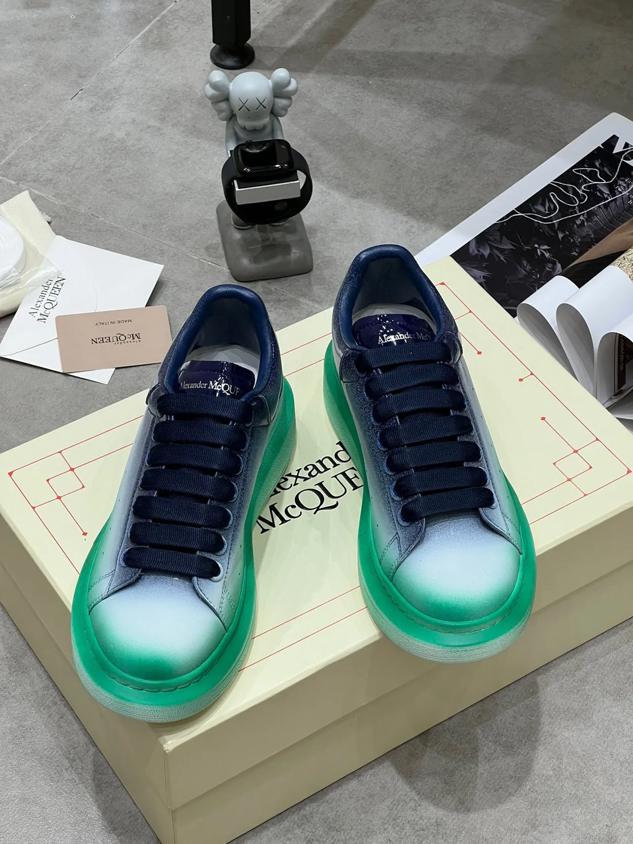 Alexander McQueen Blue Green Gradient Ombre Upper Oversized Platform Sole Lifestyle Sneakers 8