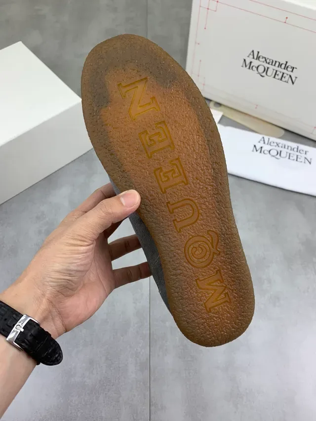 Alexander McQueen Gray Suede White Lace Lifestyle Sneaker 2