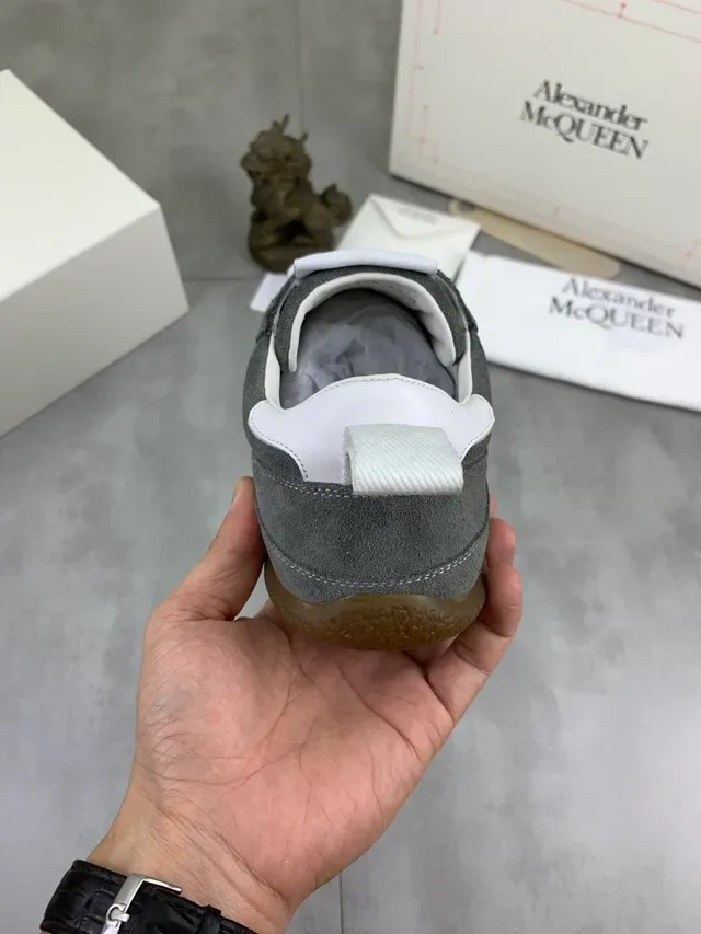 Alexander McQueen Gray Suede White Lace Lifestyle Sneaker 3