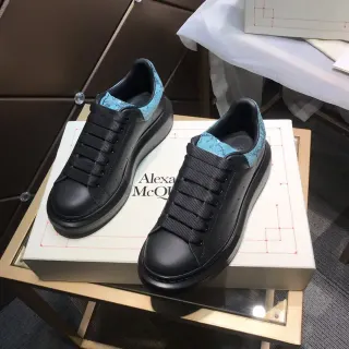 Alexander McQueen Oversized Sneaker Black Blue Platform Sole Leather Upper Lifestyle Sneakers