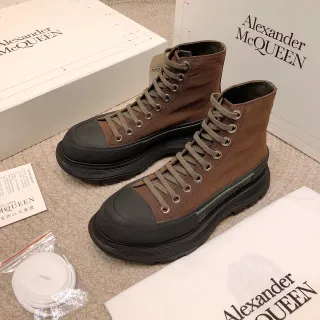 Alexander McQueen oversized स्नीकर भूरा कैनवास एंक्ल बुटी