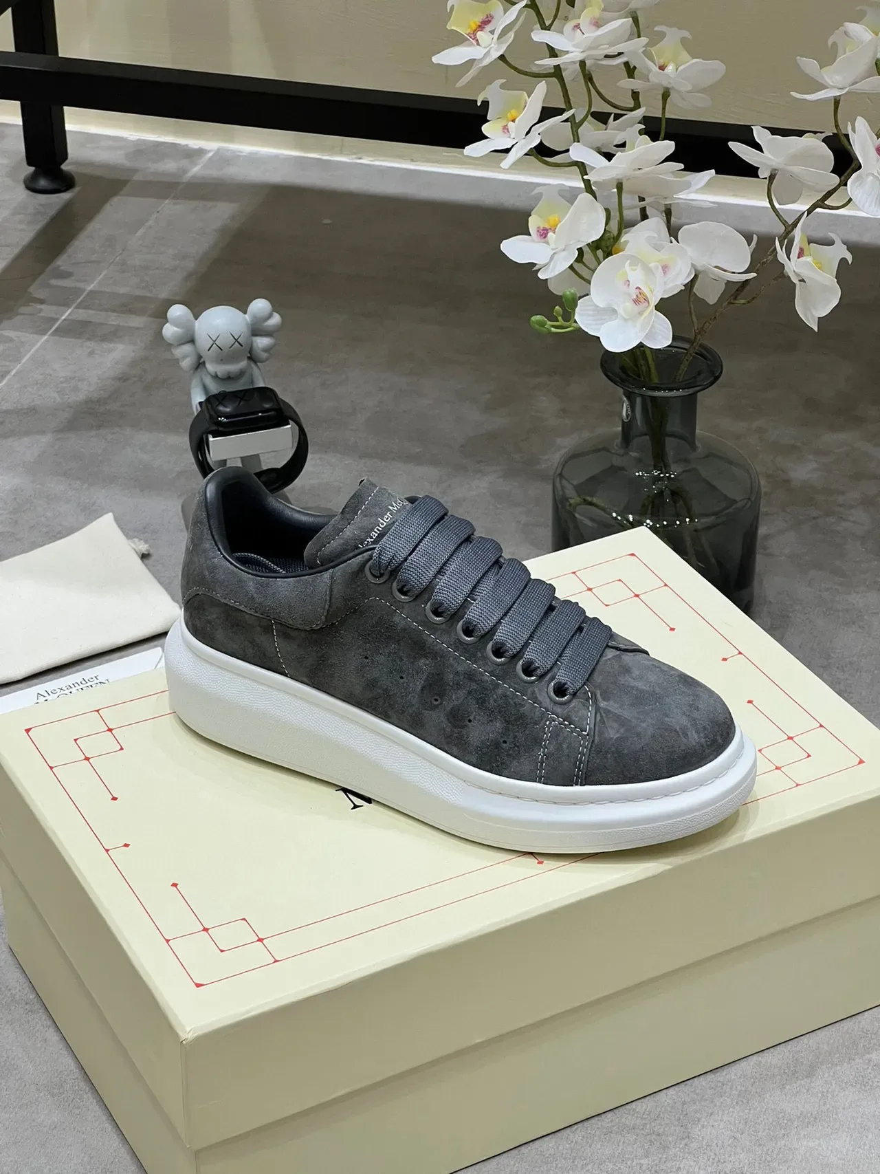 Alexander McQueen Oversized Sneaker Gray Suede Lifestyle Sneakers 2