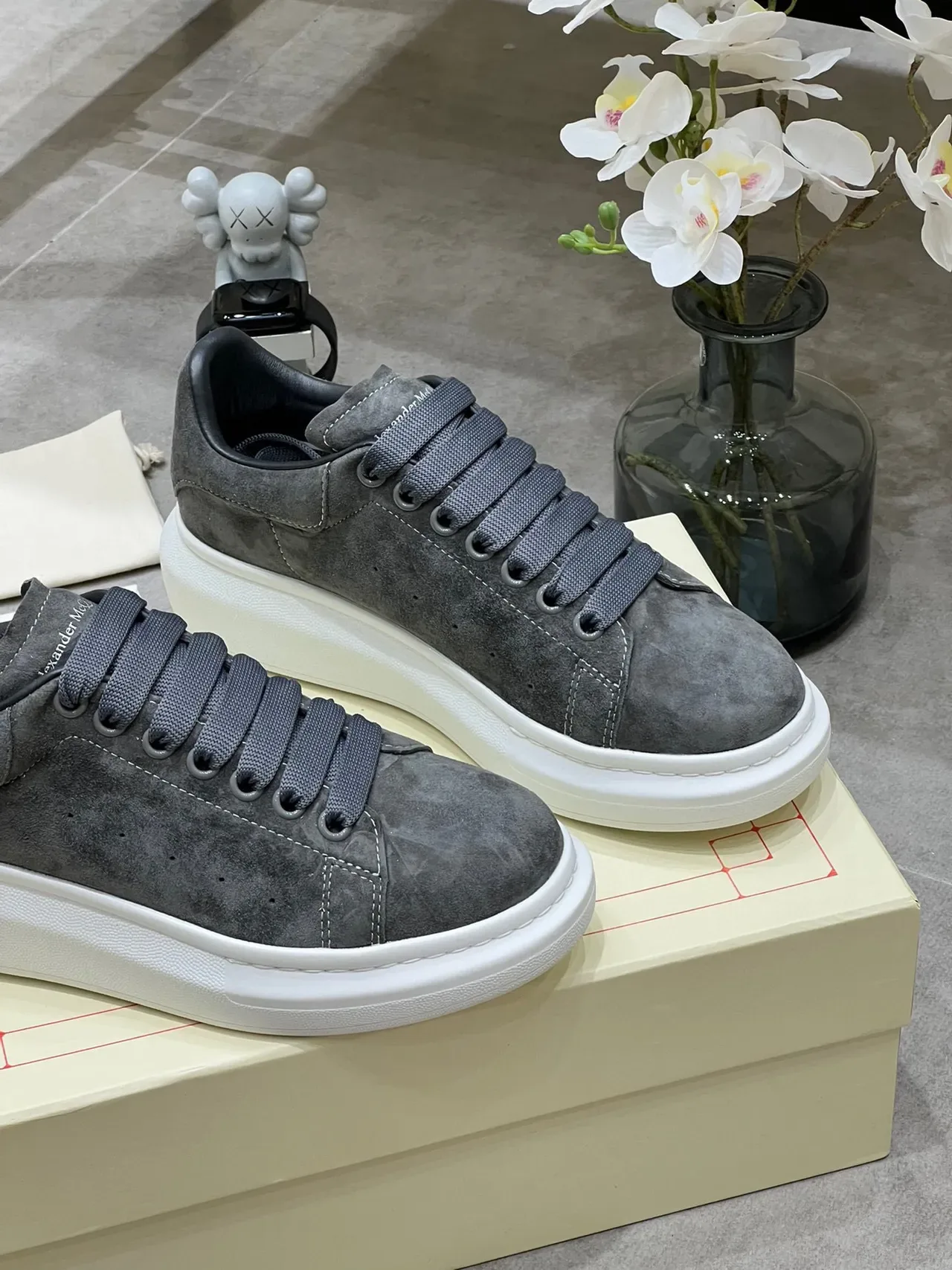 Alexander McQueen Oversized Sneaker Gray Suede Lifestyle Sneakers 4