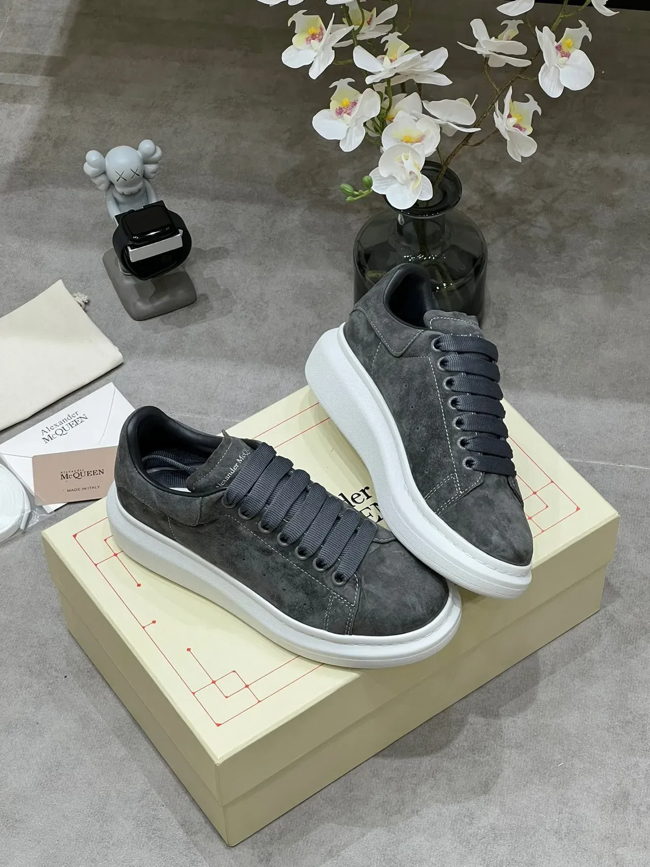 Alexander McQueen Oversized Sneaker Gray Suede Lifestyle Sneakers 6