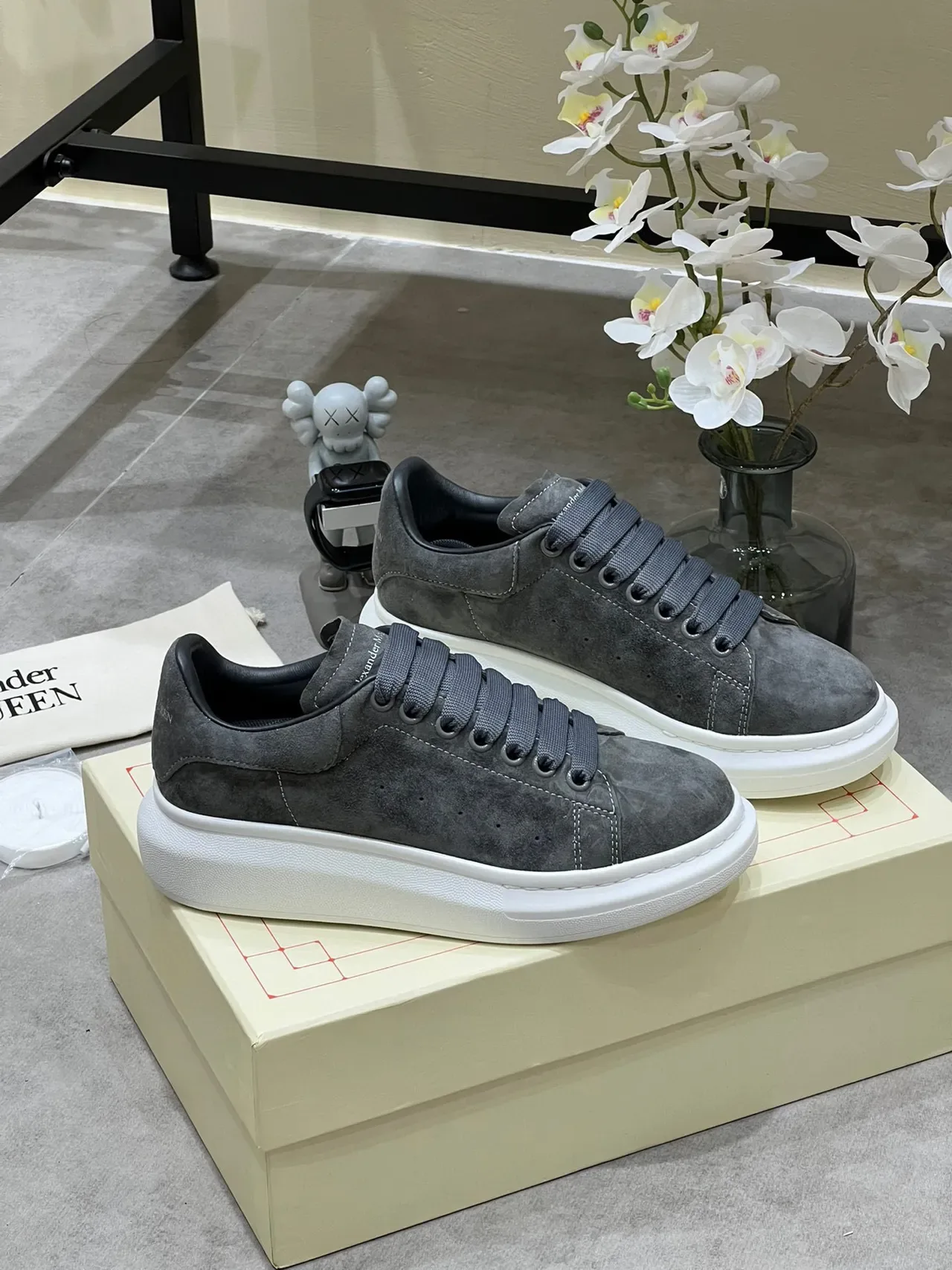 Alexander McQueen Oversized Sneaker Gray Suede Lifestyle Sneakers 8