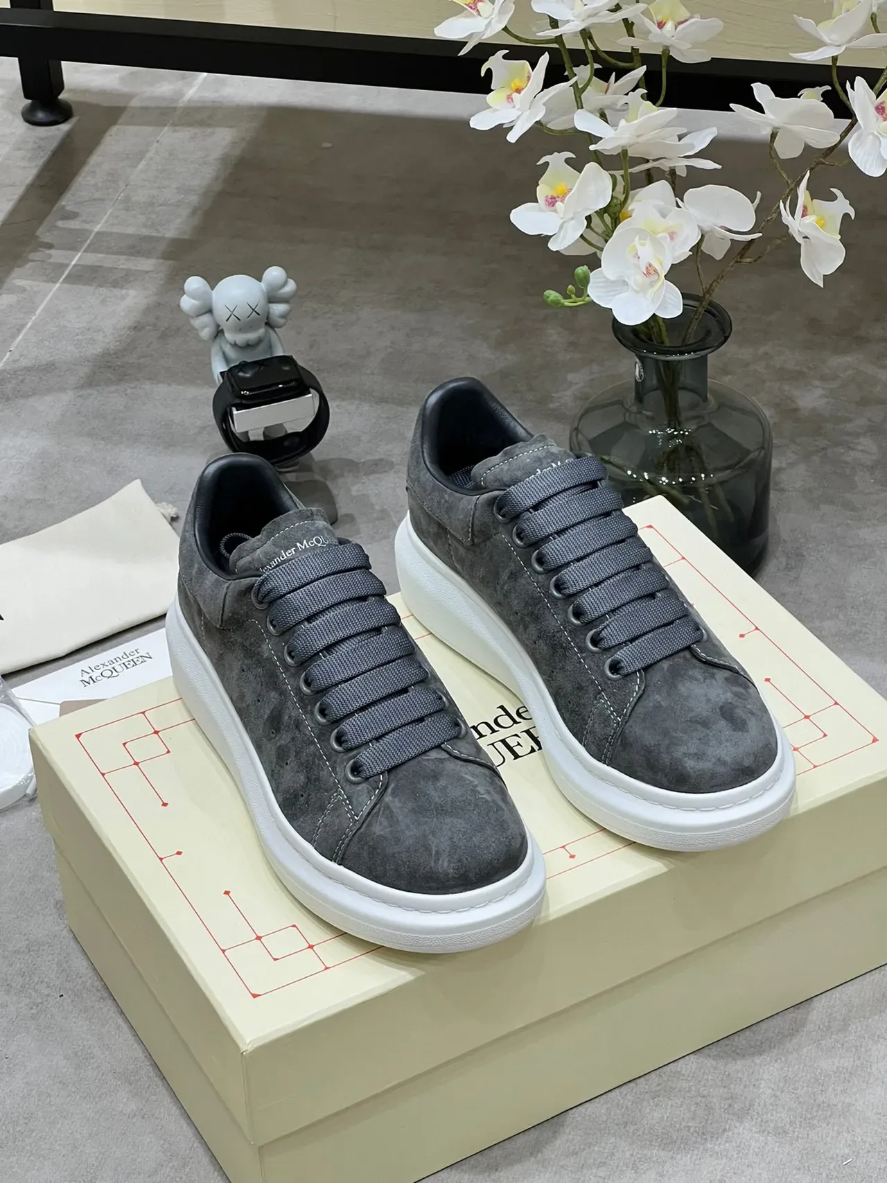 Alexander McQueen Oversized Sneaker Gray Suede Lifestyle Sneakers 9