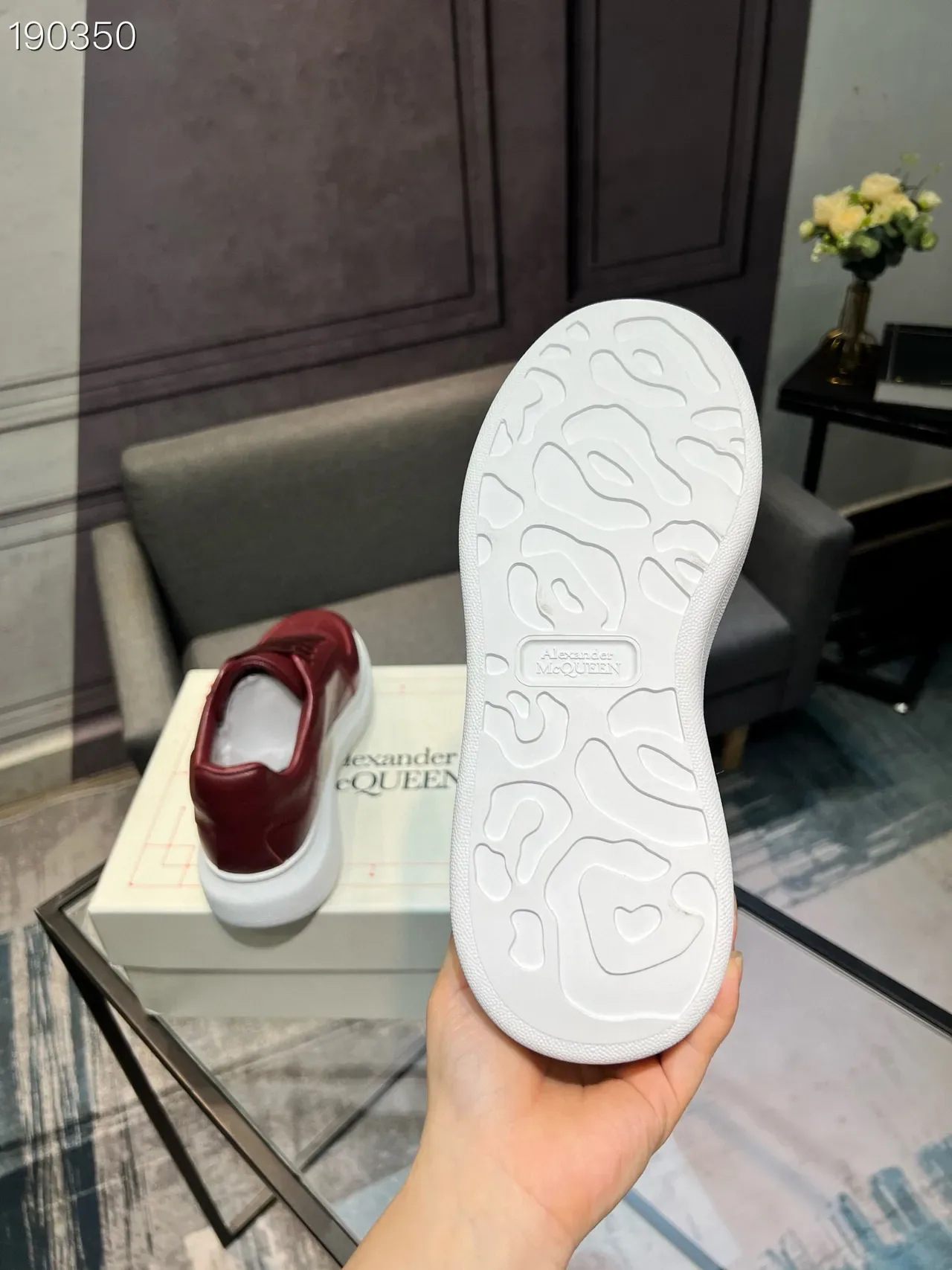 Alexander McQueen Oversized Sneaker Red Pebbled Leather Lifestyle Sneakers 3