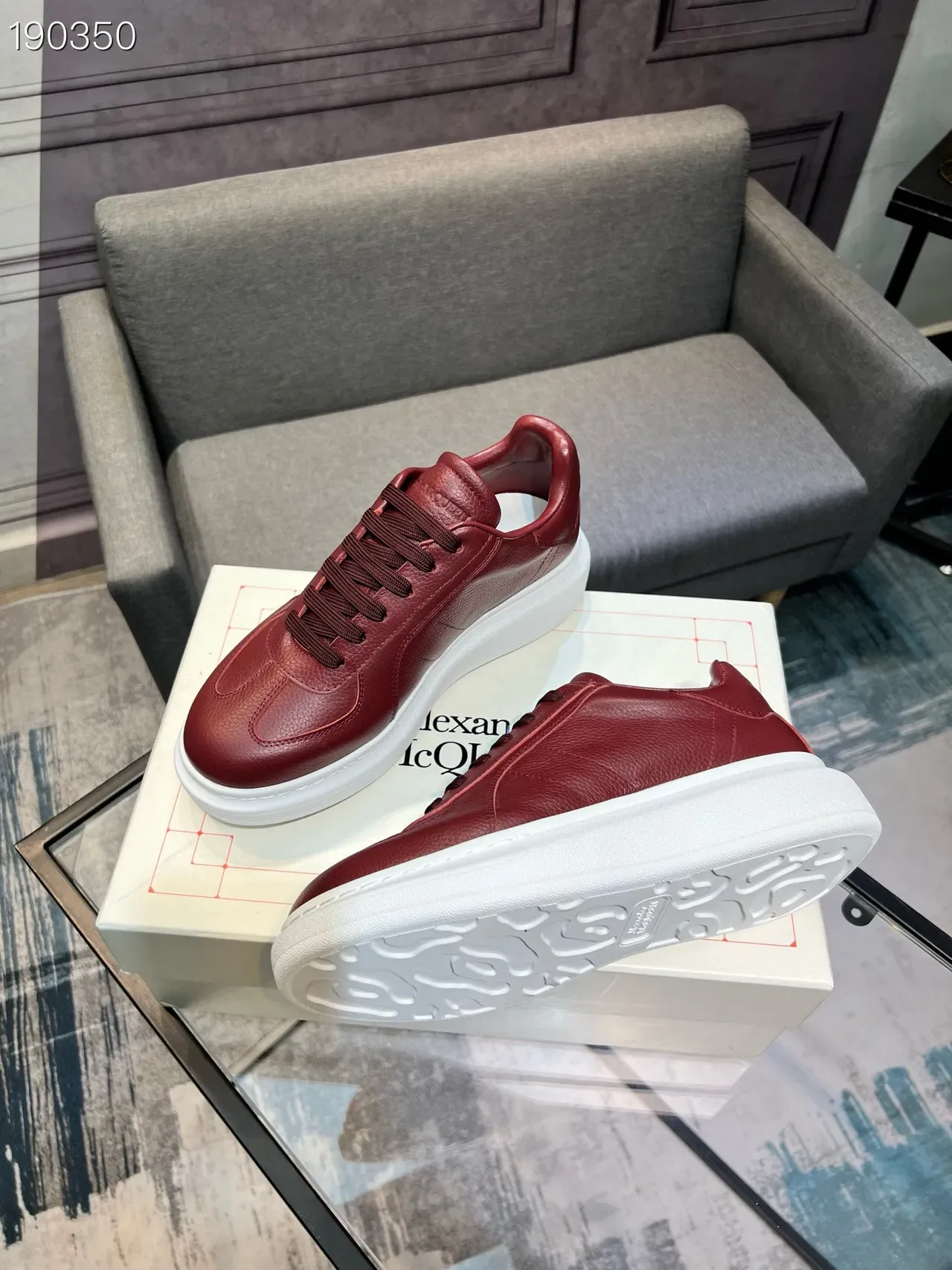 Alexander McQueen Oversized Sneaker Red Pebbled Leather Lifestyle Sneakers 4