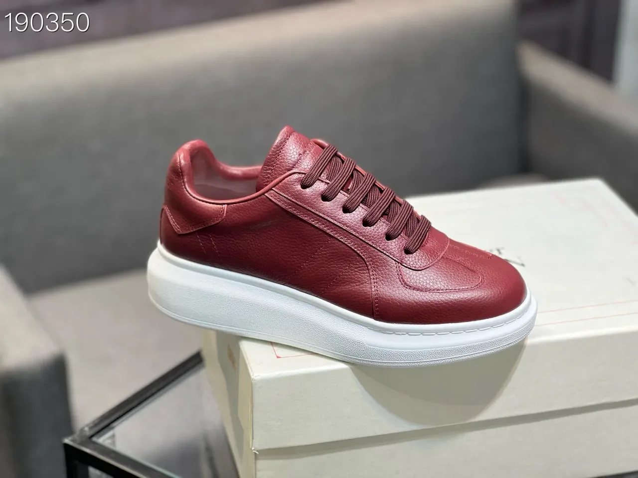 Alexander McQueen Oversized Sneaker Red Pebbled Leather Lifestyle Sneakers 5