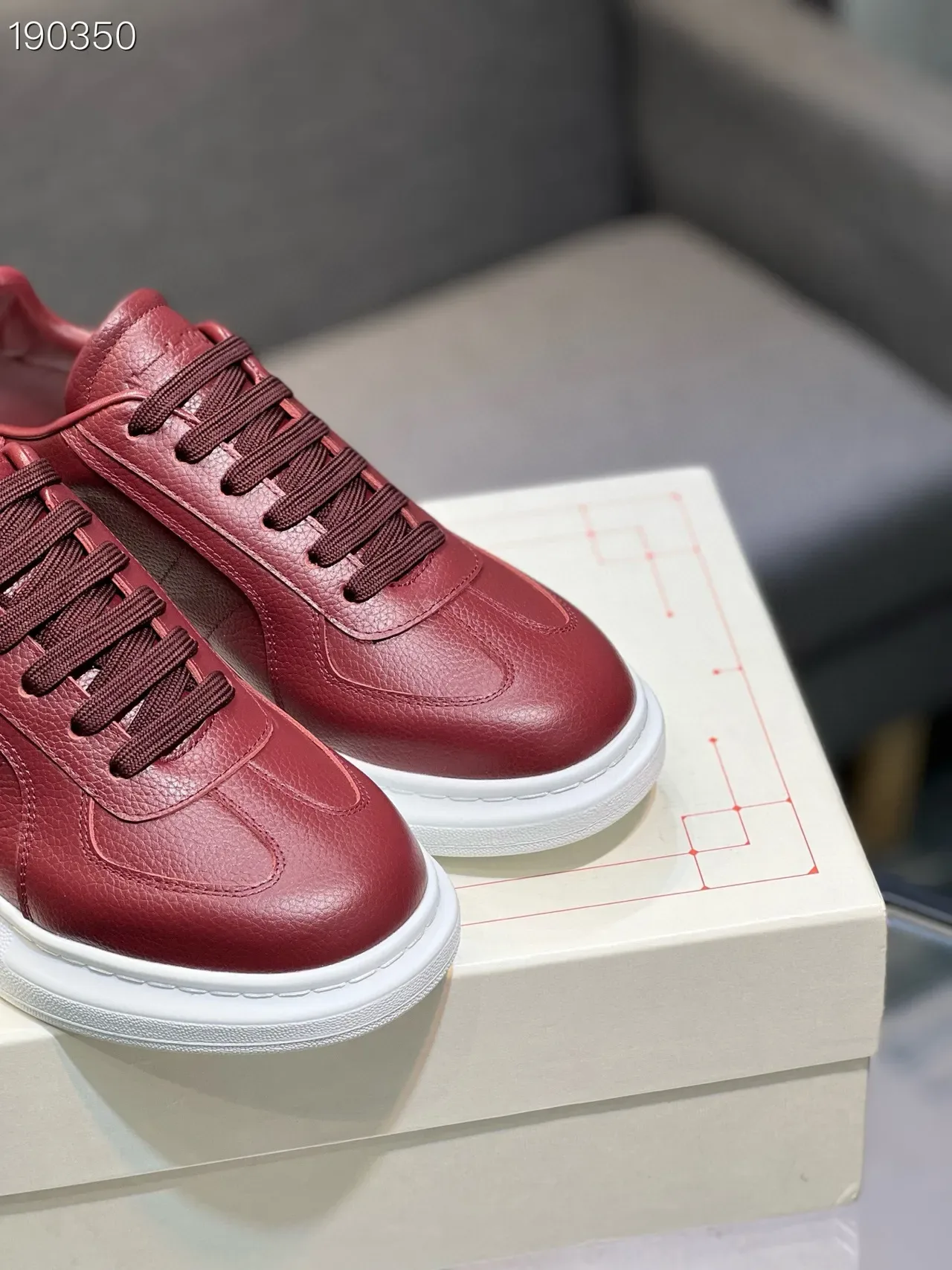 Alexander McQueen Oversized Sneaker Red Pebbled Leather Lifestyle Sneakers 6