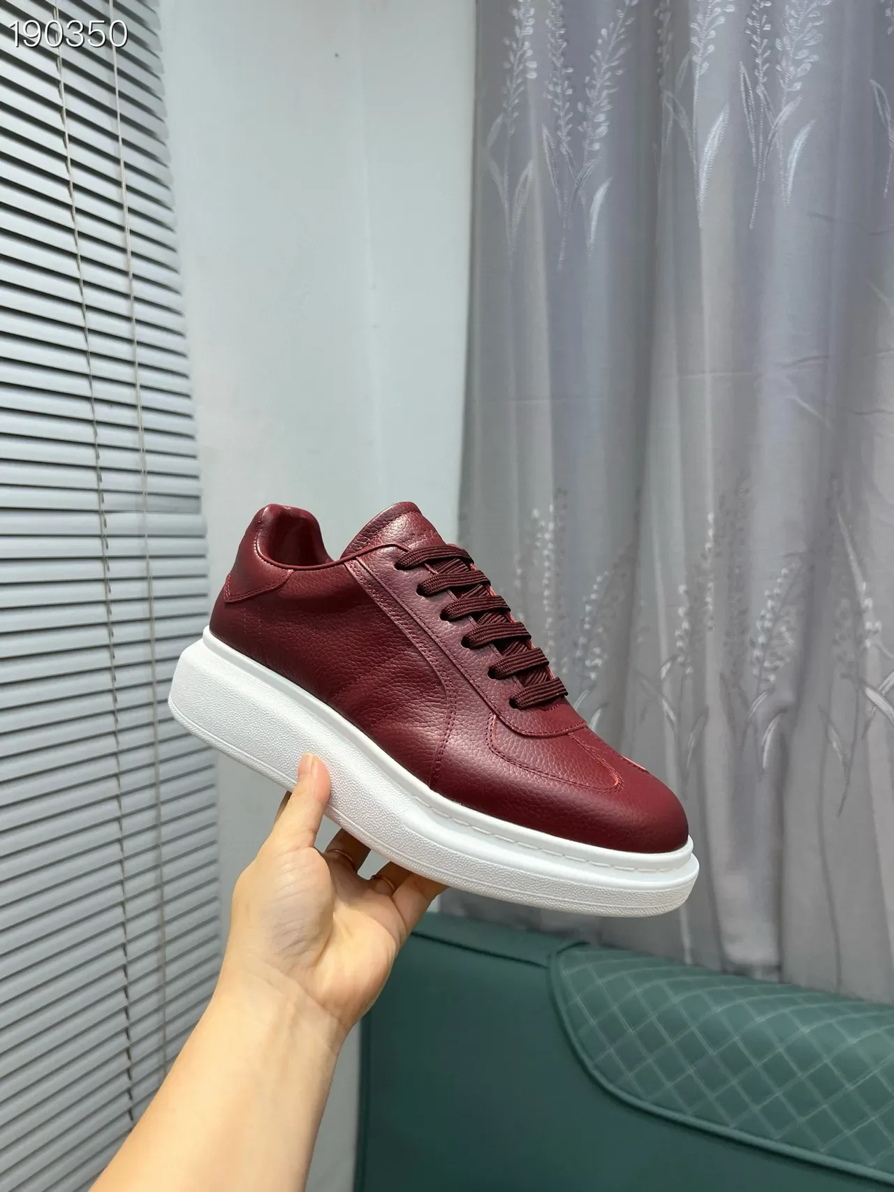 Alexander McQueen Oversized Sneaker Red Pebbled Leather Lifestyle Sneakers 7