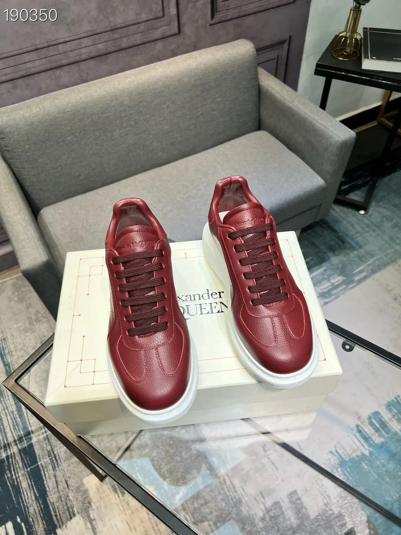 Alexander McQueen Oversized Sneaker Red Pebbled Leather Lifestyle Sneakers 8
