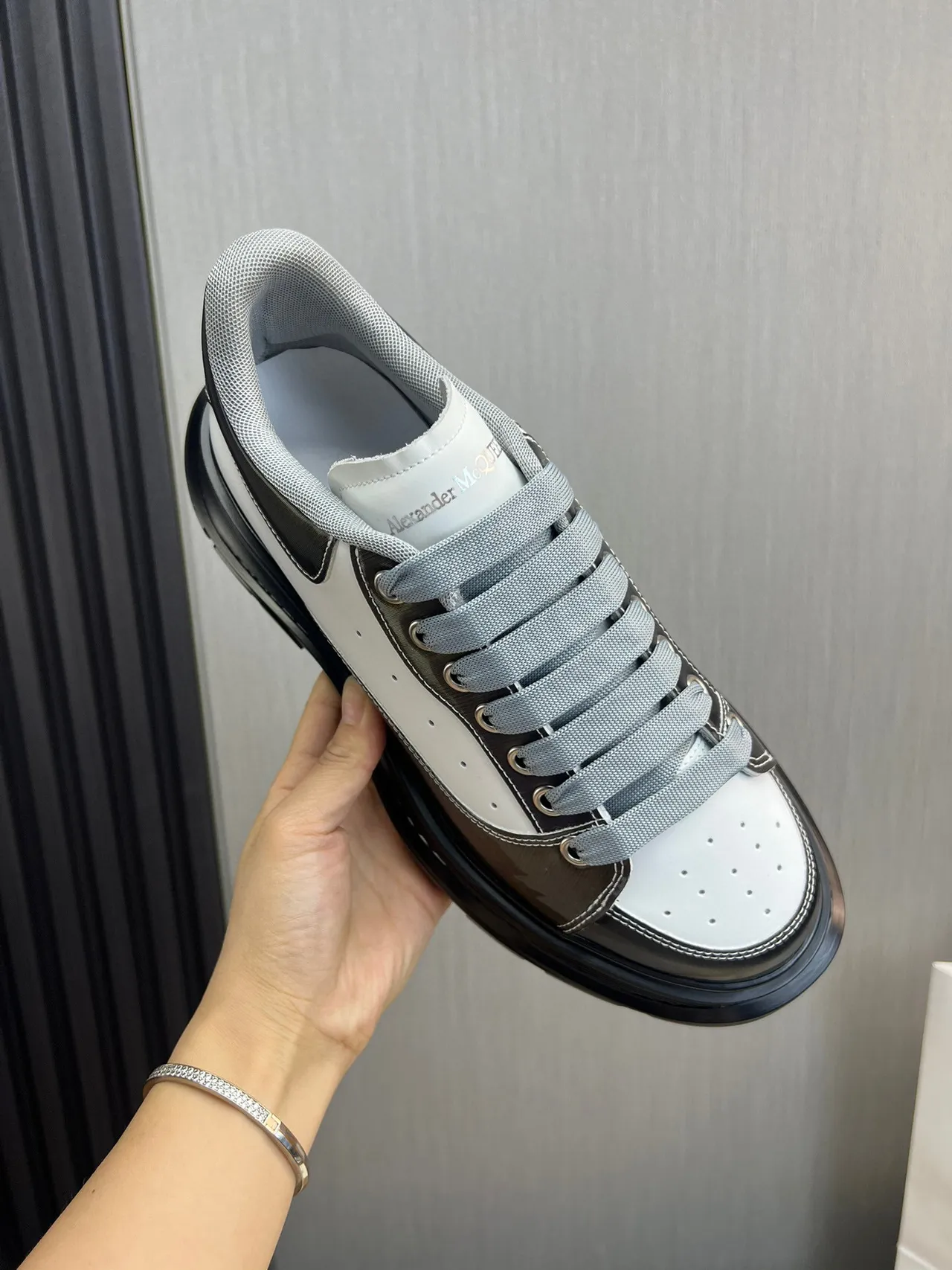 Alexander McQueen Oversized Sneaker White Black Gray Chunky Sneakers 4
