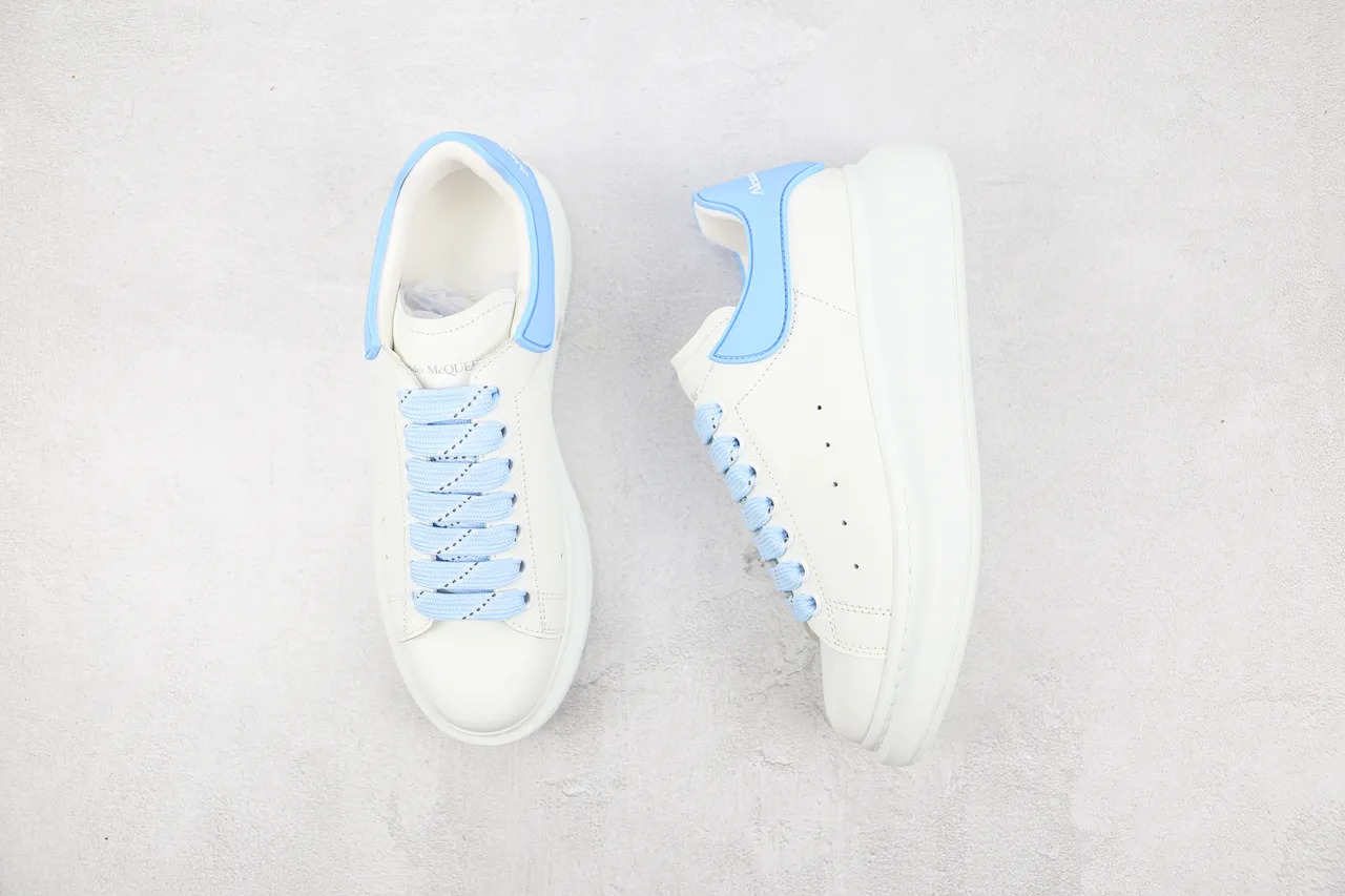 Alexander McQueen Tênis oversized branco azul sola plataforma caixa do dedo perfurada tênis lifestyle 8