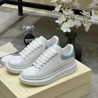 Alexander McQueen Oversized Sneaker White Blue Platform Sole Smooth Leather Upper Lifestyle Sneakers