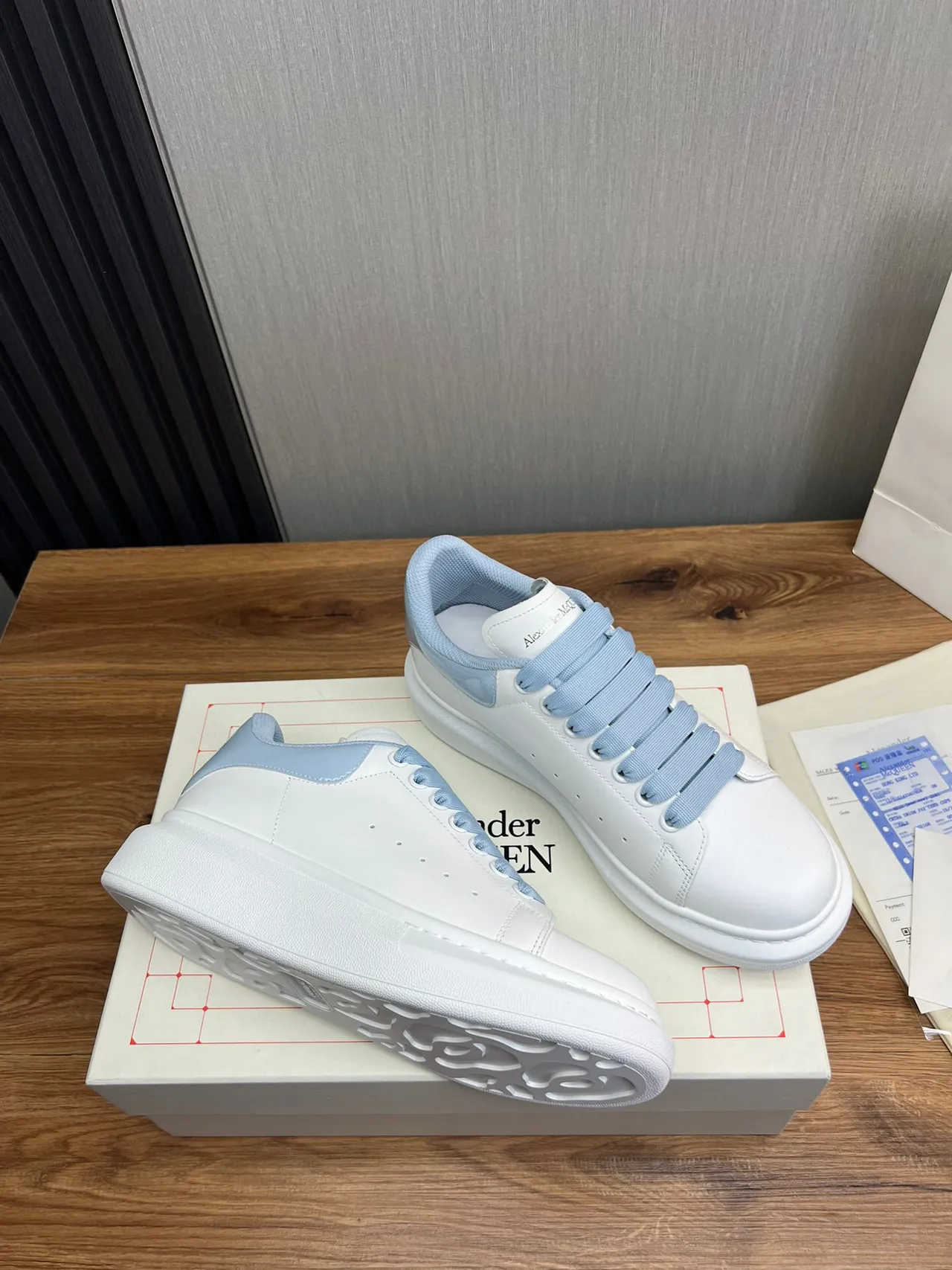 Alexander McQueen Oversized Sneaker White Blue Silhouette Platform Sole Lifestyle Sneakers 2