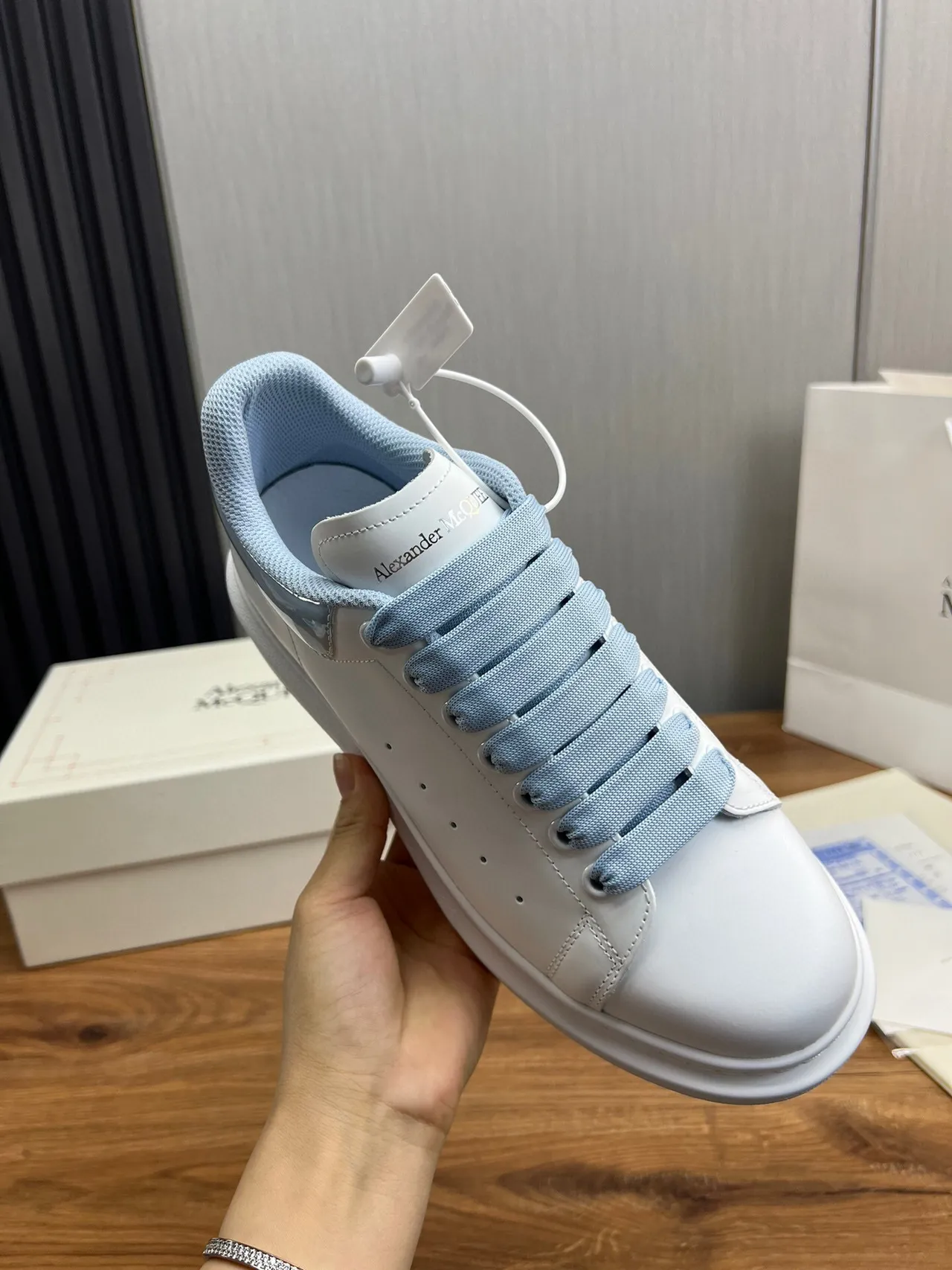 Alexander McQueen Oversized Sneaker White Blue Silhouette Platform Sole Lifestyle Sneakers 4