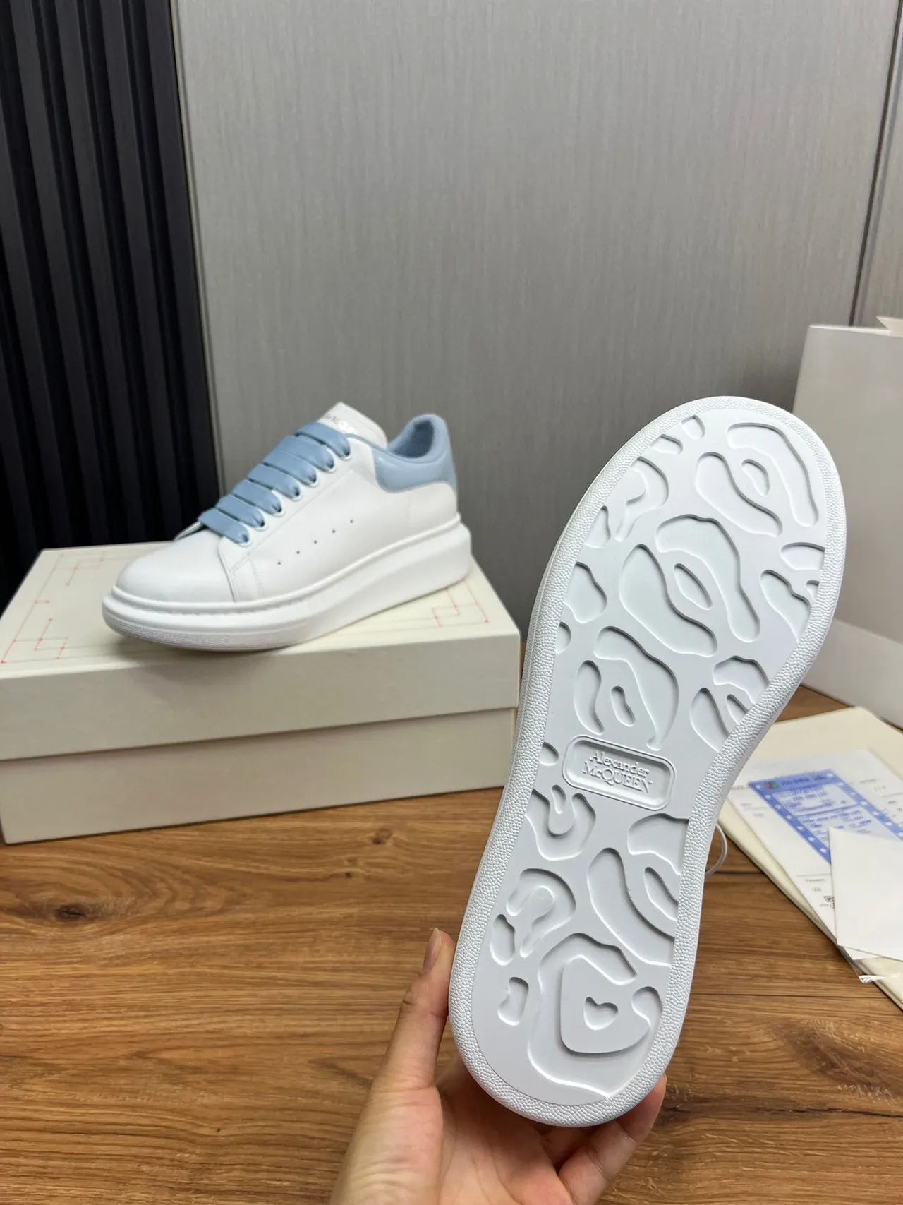 Alexander McQueen Oversized Sneaker White Blue Silhouette Platform Sole Lifestyle Sneakers 6
