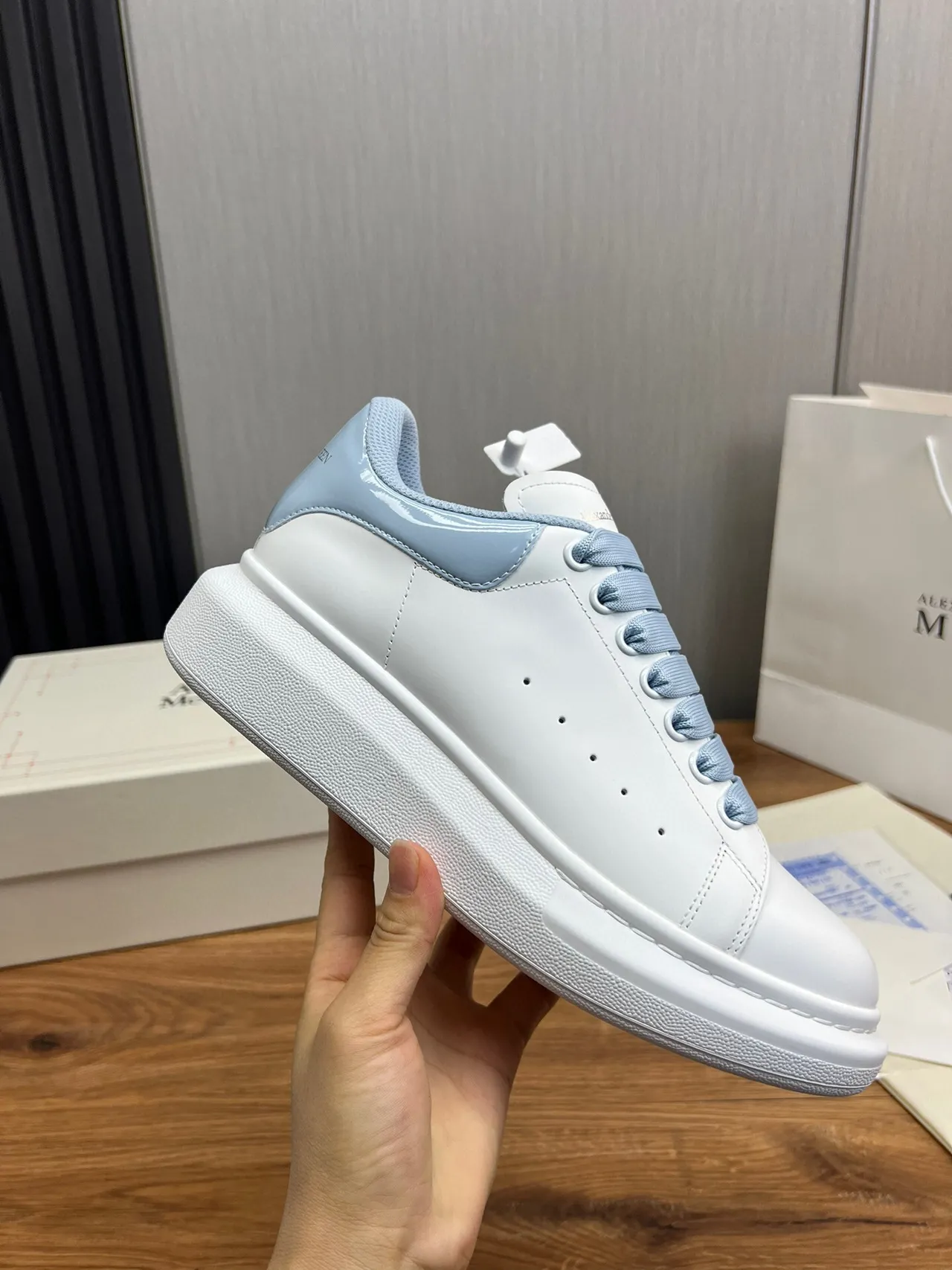 Alexander McQueen Oversized Sneaker White Blue Silhouette Platform Sole Lifestyle Sneakers 7