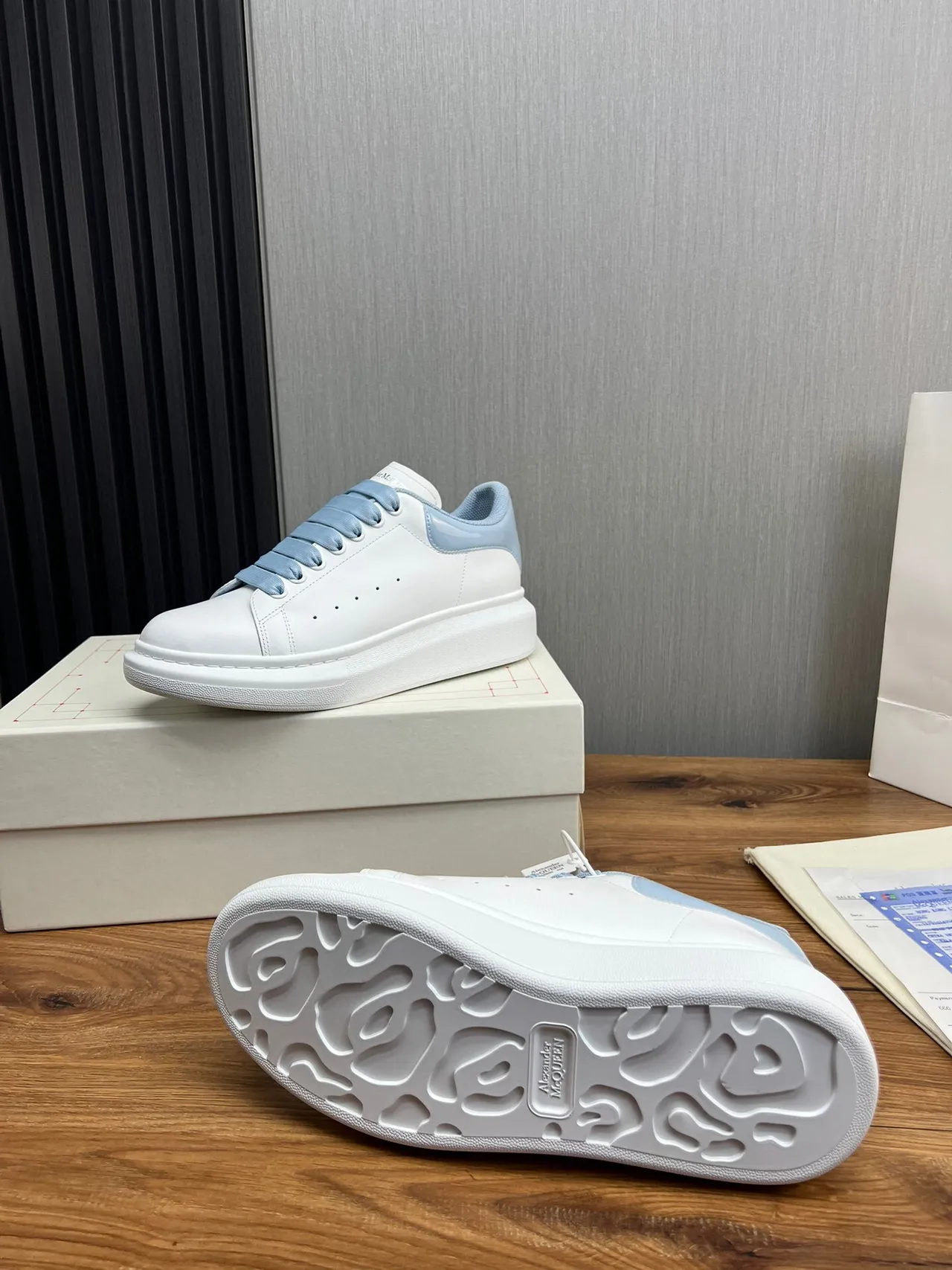 Alexander McQueen Oversized Sneaker White Blue Silhouette Platform Sole Lifestyle Sneakers 9