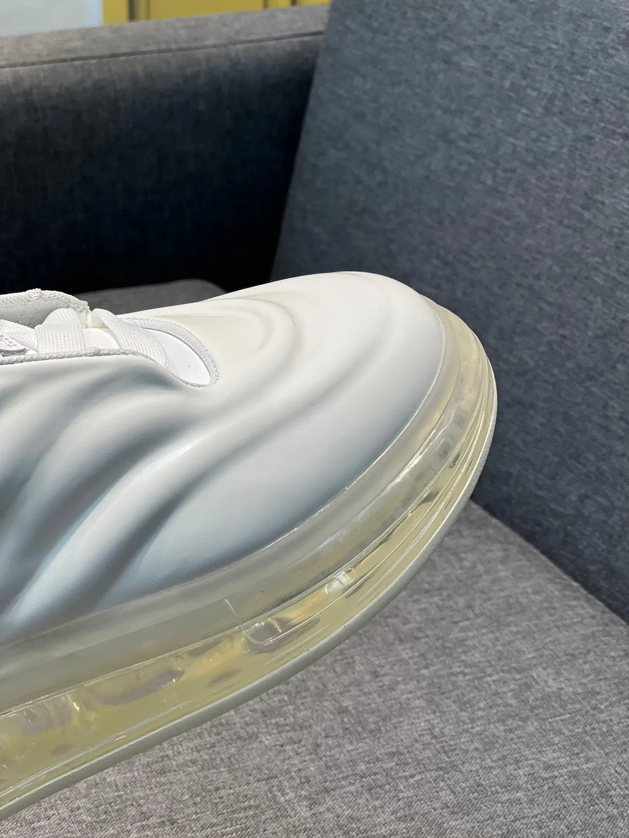Alexander McQueen White Transparent Glossy Leather Upper Sculpted Wave Paneling Lifestyle Sneakers 3