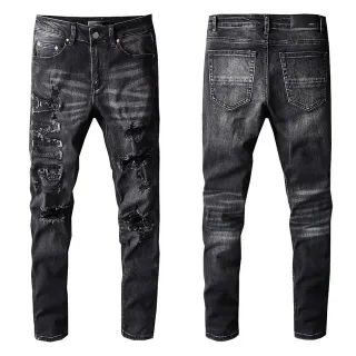 Amiri Vaqueros Destruidos Slim-Fit Negros Lavados Distressed