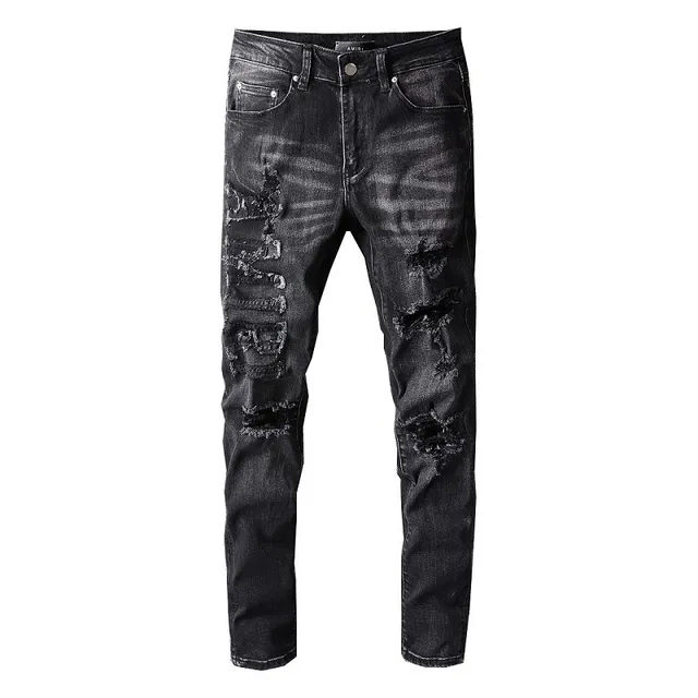 Amiri Vaqueros Destruidos Slim-Fit Negros Lavados Distressed 5