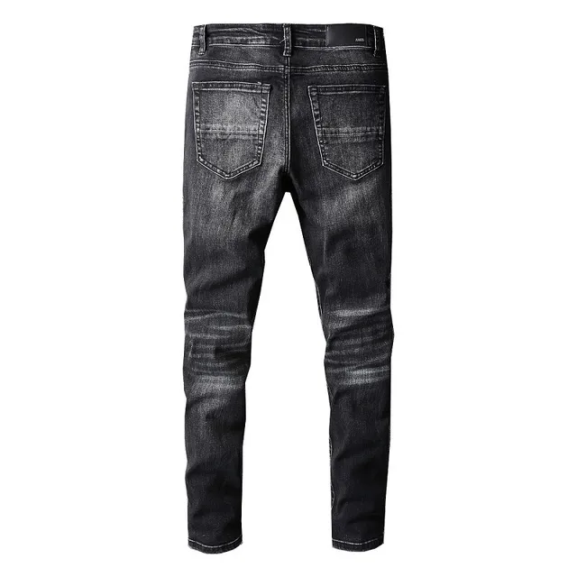 Amiri Vaqueros Destruidos Slim-Fit Negros Lavados Distressed 12