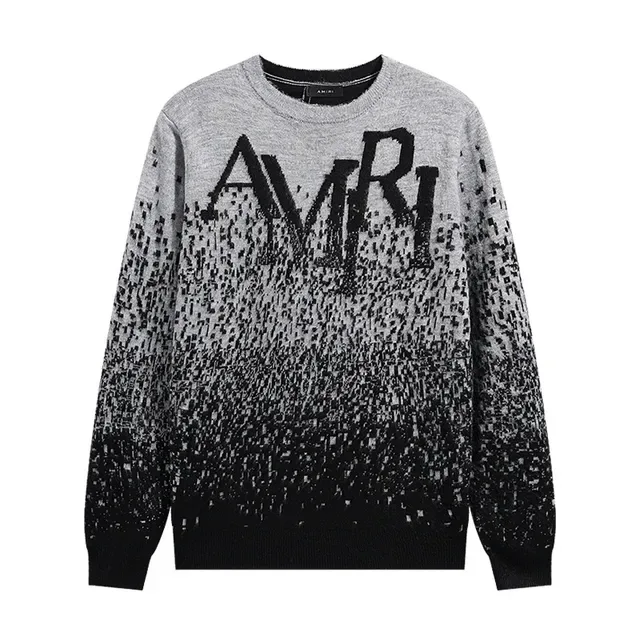 Amiri Suéter Gris Negro de Punto con Gradiente Fade 2