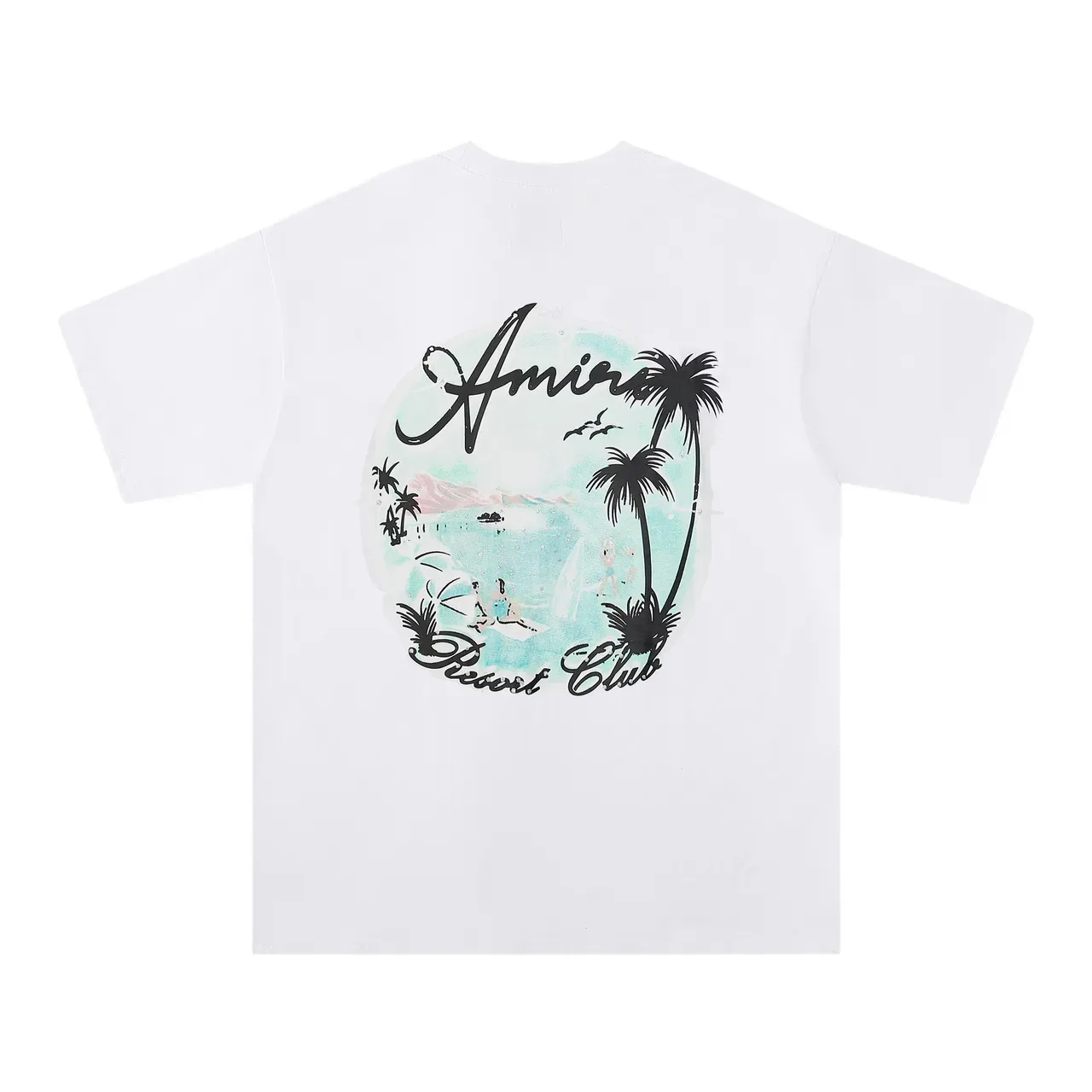 T-shirt Amiri Resort Club imprimé graphique noir et blanc 4