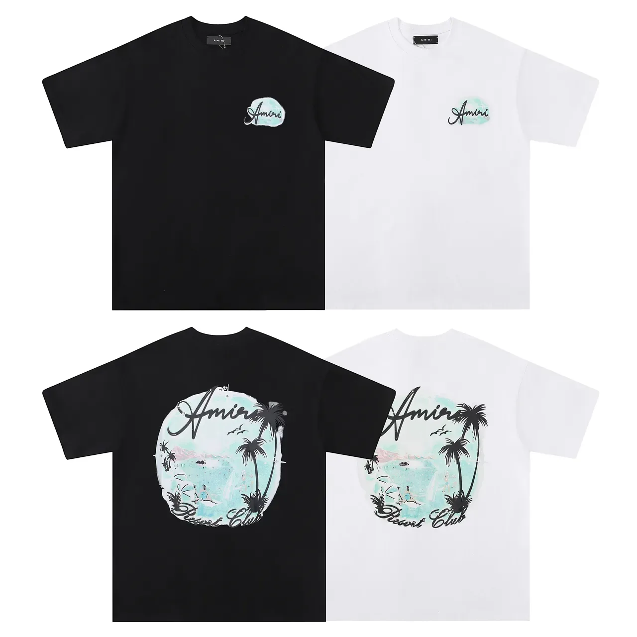 T-shirt Amiri Resort Club imprimé graphique noir et blanc 6