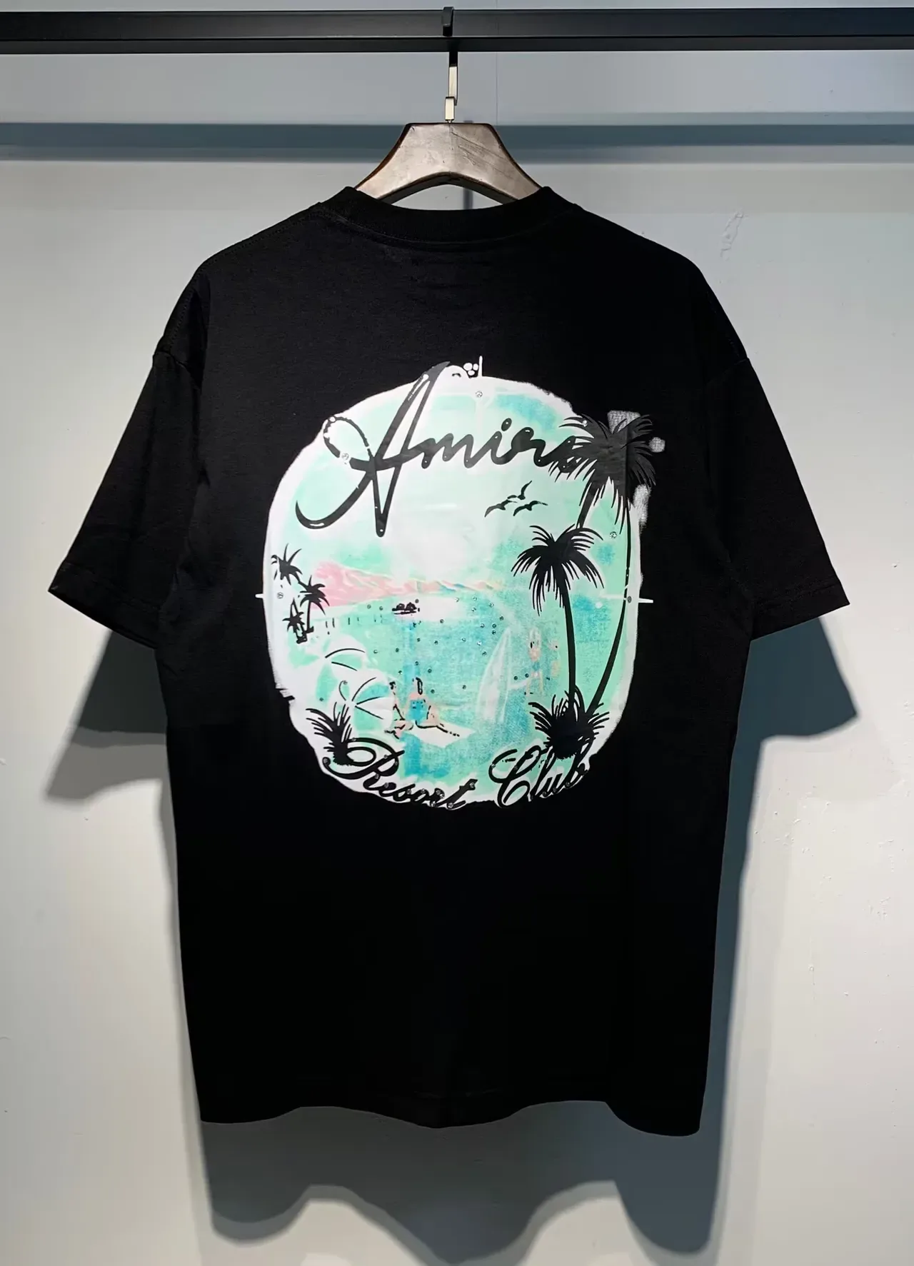 T-shirt Amiri Resort Club imprimé graphique noir et blanc 10